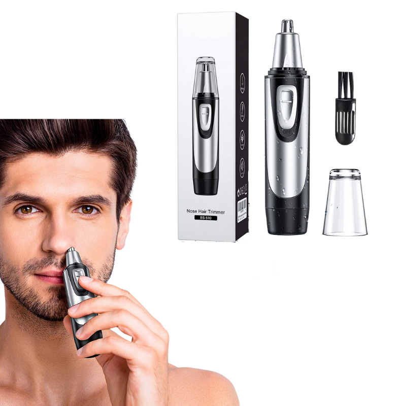 Men's Professional 2 in 1 Nose and Ear Hair Trimmer with Rotary Stainless Steel Dual Edge Blades