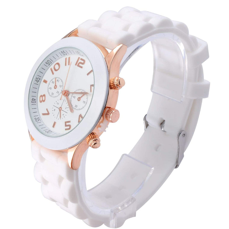 Women's Silicone Gel Ceramic Style Jelly Band Classic Watch